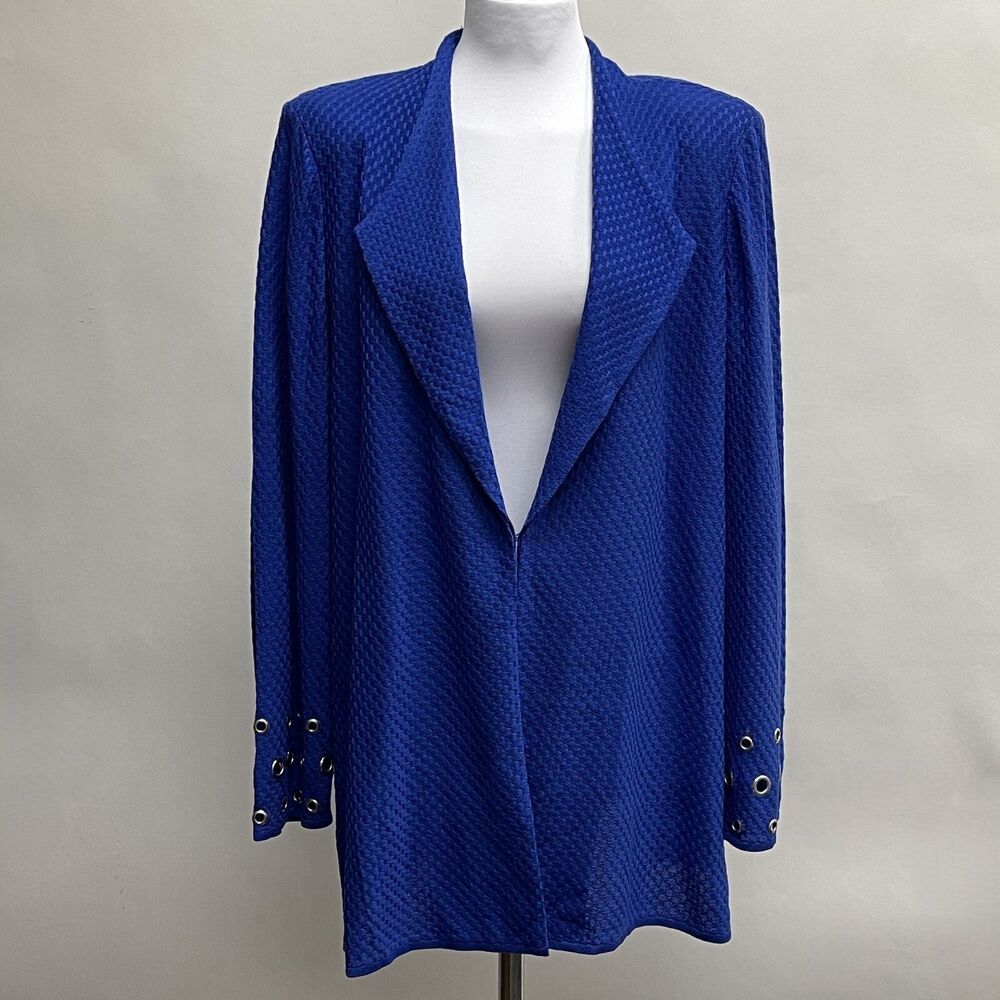 Misook Knit Cardigan Top Jacket Blazer 2X Blue‎ or Purple Texured Grommets NWT
